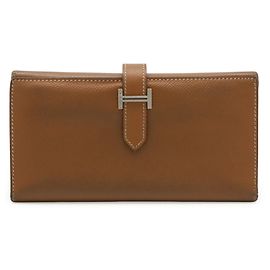 Hermès Hermes Bearn 2PLIS Tri-fold Long Wallet Brown Camel