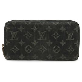 Louis Vuitton Monogram Denim Zippy Long Wallet Black Monogram