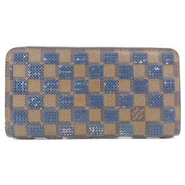 Louis Vuitton Damier Paillette Zippy Wallet N63172 Blau Damier ebene