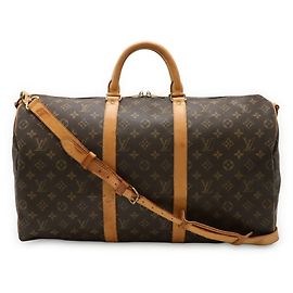 Louis Vuitton Monogram Keepall Bandoulière 50 Bolso Boston Castaño