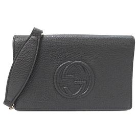 Gucci 598211 A7M0G Chain/Shoulder Wallet Schwarz