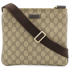 Bolsa de Ombro Gucci GG Supreme Plus Bege Castanho escuro