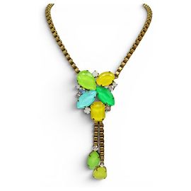 COLLANA PHILIPPE FERRANDIS CRAVATE PIETRE COLORATE E STRASS METALLO DORATO D'oro