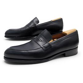 MOCASSINS JM WESTON ETON 489 8D 42 EM COURO BOX PRETO FORMAS Preto