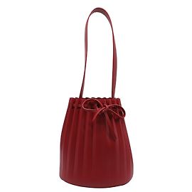 Sac seau plissé Mansur Gavriel en cuir rouge Rouge Bordeaux