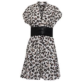 Alaïa Poplin-Kleid mit Gürtel in Animal Print Baumwolle Andere Python drucken
