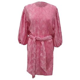 Robe mini plissée à nouer à la taille Ganni en polyester rose Rose