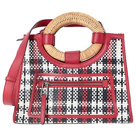 Sac cabas Fendi Runaway Plaid en toile rouge Rouge