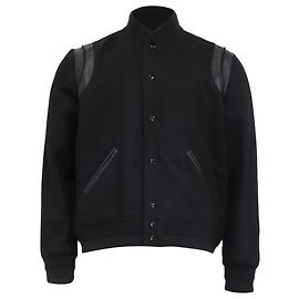 Saint Laurent Teddy Bomber Jacket in Black Wool Black