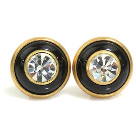 Orecchini a clip in metallo e strass Chanel Nero D'oro Altro