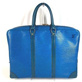 Sac à main Louis Vuitton Epi Porte Documents Voyage Bleu
