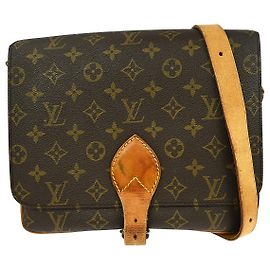 Louis Vuitton Cartouchiere Handbag Monogram Canvas GM Brown