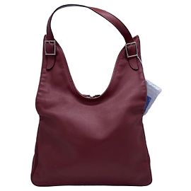 Hermès Massai Leather Hobo Bag - Wine Red Fuschia