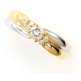 Autre Marque 18K Yellow Gold and Platinum Band Ring with Diamond Golden Other