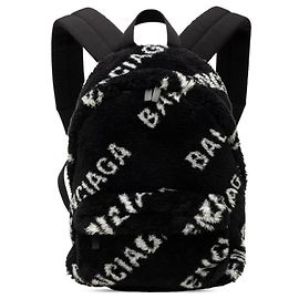 Balenciaga Everyday Faux Fur Backpack Black White