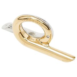 Louis Vuitton Gold and Silver Plated Band Ring Silvery Golden