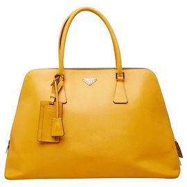 Bolsa Boston de couro amarelo Prada Amarelo
