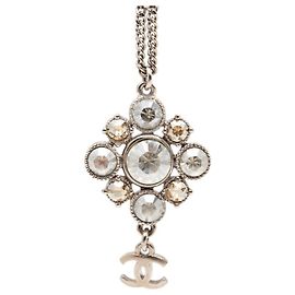 Chanel Coco Logo Kettenanhänger-Halskette Silber