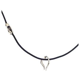 Autre Marque MINAS Darling Heart Collar de Plata 925 y Cordón Negro Multicolor