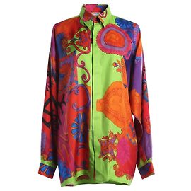 Camisa de seda estampada multicolor Gianni Versace Multicor