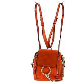 Chloé Chloe Faye Backpack Suede with Applique Mini Orange