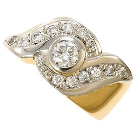 Autre Marque PT900 Platinum 18K Yellow Gold Diamond Band Ring Golden Other