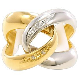 Autre Marque Anel de banda em platina e ouro amarelo com diamante Dourado Outro