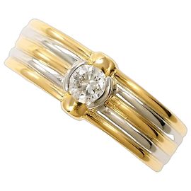 Autre Marque Platinum and Yellow Gold Band Ring with Diamond Golden Other
