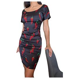 Robe courte D&G imprimé piments rouges Noir Rouge