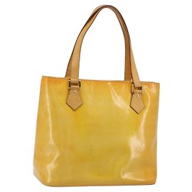 LOUIS VUITTON Sac à main Monogram Vernis Houston Gris M91053 LV Auth 181652 Gris