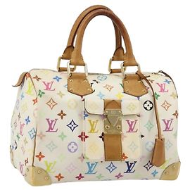 LOUIS VUITTON Monogram Multicolor Speedy 30 Borsa Bianca Bron M92643 LV Auth 181700 Bianco Bronzo