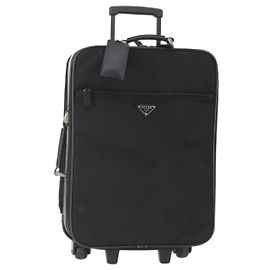 PRADA Suitcase Nylon Black Silver Auth 181553A Black Silvery