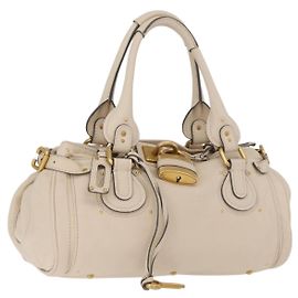 Chloé Borsa Chloe Paddington in Pelle Avorio Oro Argento Auth bs35349M Argento D'oro Crudo