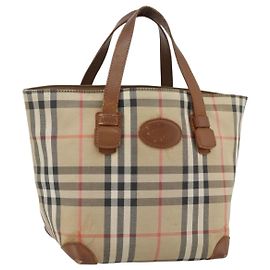 Borsa a mano Burberry Nova Check in tela beige e oro Auth ka4541 Beige D'oro