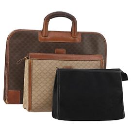 Céline CELINE Macadam Canvas C Macadam Canvas Bag PVC Leather 3 Set Brown Auth 174584 Brown Black Beige