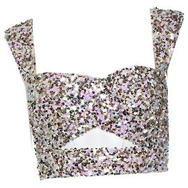 Autre Marque Sabina Musayev, sequinned glitter top Pink Golden