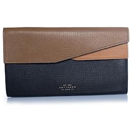 Smythson, black and brown leather wallet Brown Black