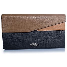 Smythson, carteira de couro preto e marrom Marrom Preto