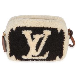 Louis Vuitton Brown Beige Monogram Teddy Fleece Beach Pouch Brown Beige