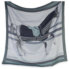Sciarpa in cashmere e seta Hermès da uomo Ciel Chine Cheval a la Couverture 100 Altro