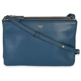 Céline Borsa a tracolla Small Trio in pelle di agnello blu Celine Blu