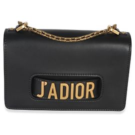 Bolsa de aba com corrente J'Adior em couro de vitelo liso preto Christian Dior Preto