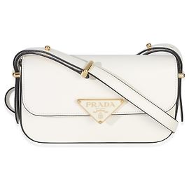 Bolsa Prada de couro liso branco com logotipo triangle Branco