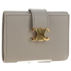 Céline Celine Triomphe Trifold Wallet Leather Small Beige