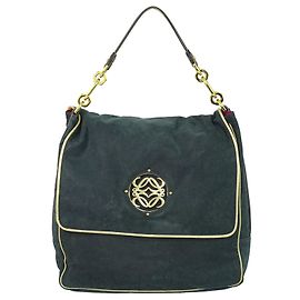 Loewe Anagram Shoulder Bag Suede Black