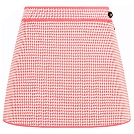 Christian Dior Rockabilly Rock Pink Houndstooth Mini Skirt Pink White