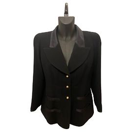 Blazer blu navy Chanel con bottoni di perle FW1997 Altro