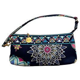 Emilio Pucci Y2K Printed Fabric Pochette Bag Pink Multiple colors Dark blue