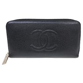 Chanel Timeless CC Zipped Wallet Caviar Long Black