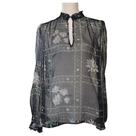 D&G Camicia in seta floreale Dolce & Gabbana Nero Bianco Rosso Verde